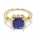 thumbnail image 3 of Gem Stone King 2.10 Ct Blue Lapis White Created Sapphire 18K Yellow Gold Plated Silver Ring, 3 of 6