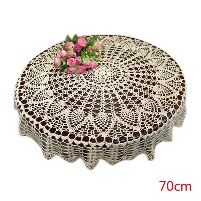 Billuyoard Mantel de encaje para cena, diseño hueco, tapete de forma redonda, cubierta de para restaurante en casa Decoración del hogar beige 70cm Billuyoard JJ25910-01