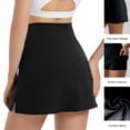 thumbnail image 3 of Jupe Courte Sportive Fendue Droite Taille Haute Extensible Léopard Couleur Unie Respirante Anti-Transparence Jupe Crayon Mini Décontractée Douce pour la Peau, 3 of 9