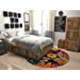 thumbnail image 3 of Unique Loom Lyon Collection Colorful Modern Floral Garden Area Rug, Round 6' 1" x 6' 1", Black/Green, 3 of 10