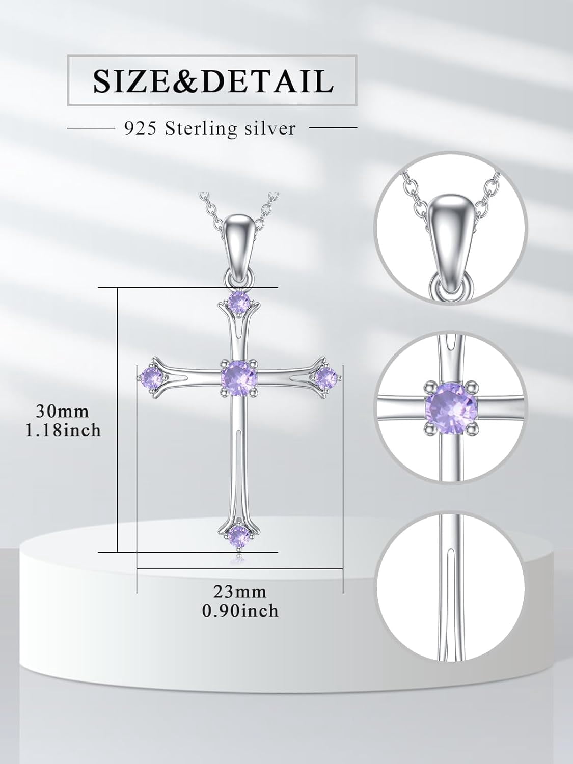 Butterfly Cross Alexandrite Birthstone Necklace 925 Sterling Silver Butterfly Cross Pendant Necklace with June Birthstone Trendy Christmas Day Anniversary Jewelry Gift for Women Her