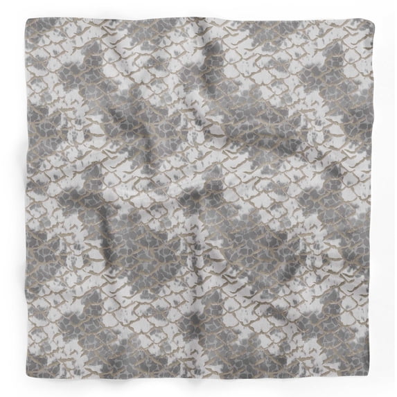 Bimba Gray Fish & Giraffe Animal Skin Printed Pure Silk Scarf For Hair Neck Head Bandanas For Women 40 x 80 Inches