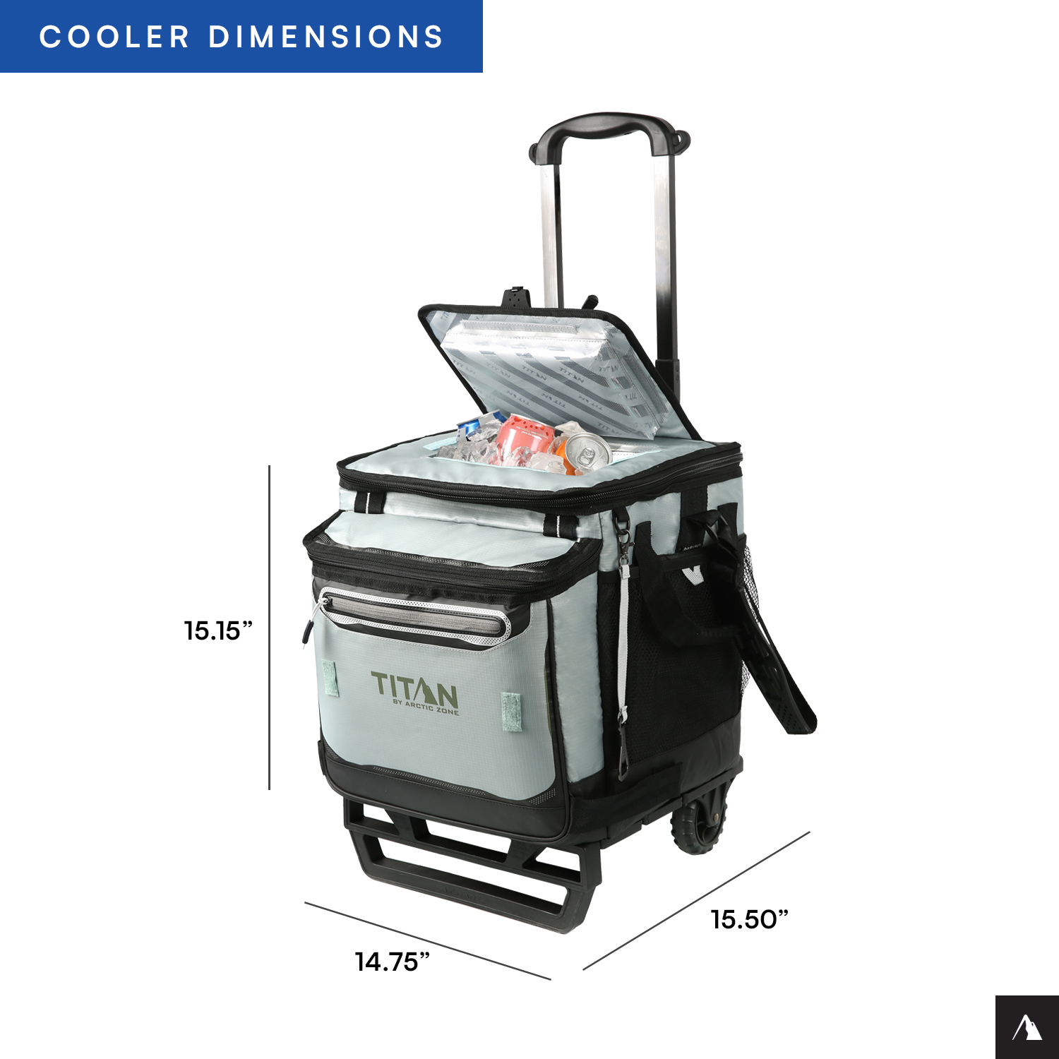 Titan by Arctic Zone 60 Can Collapsible Rolling Cooler, Seagrass