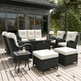 thumbnail image 5 of LayinSun 10 Pieces Outdoor Patio Furniture Set with Fire Pit Table, Rattan Wicker Sectional Swivel Rocker Chairs Sets with Ottomans, Swivel Glider Chairs and Coffee Table, 5 of 8