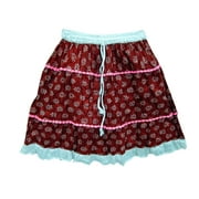 Mogul Womens Cotton Printed Holiday Crinkled Skirt