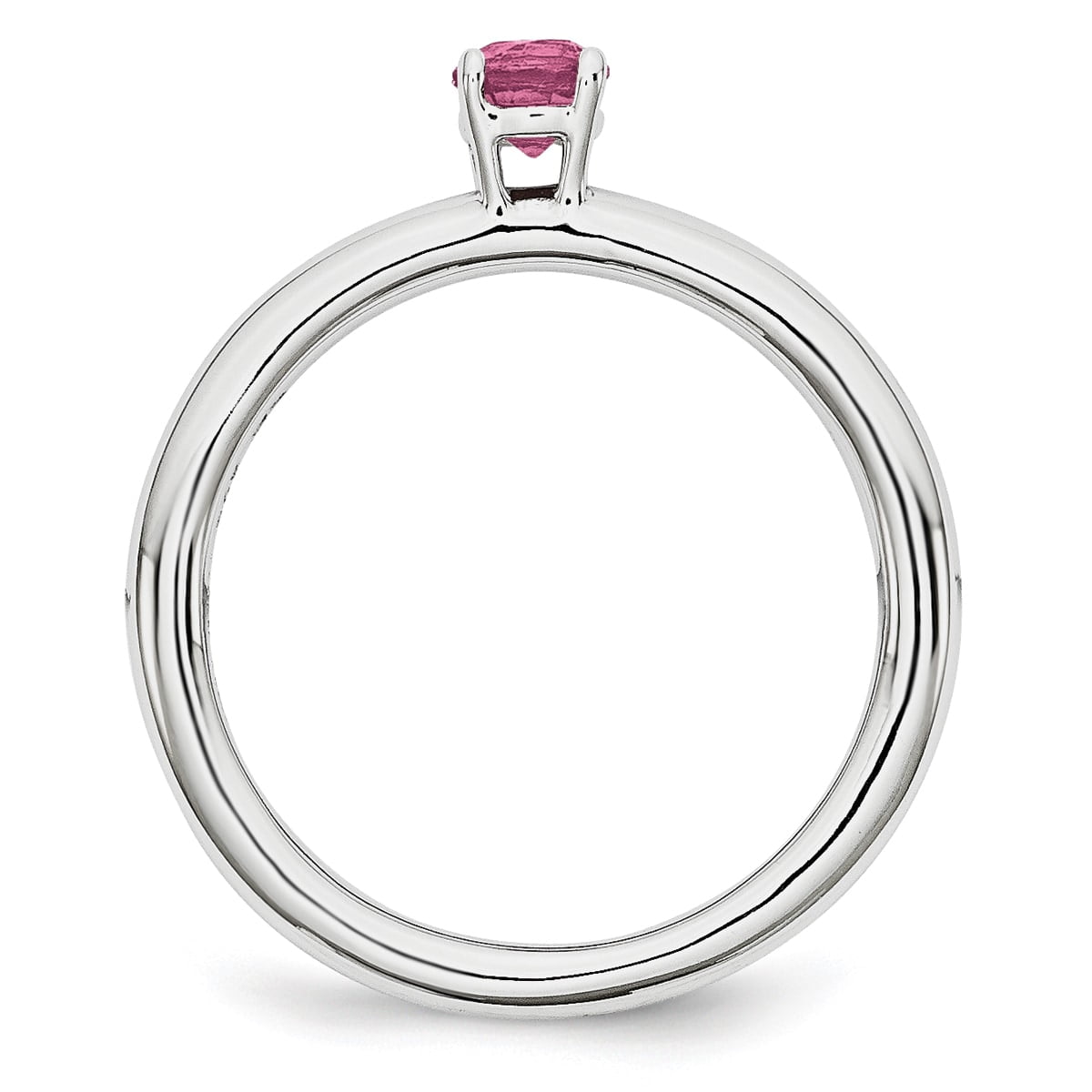 Pink Tourmaline Sterling Silver Rhodium Ring