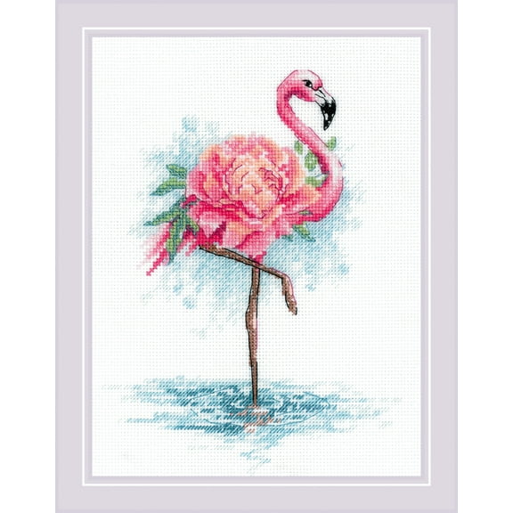RIOLIS Counted Cross Stitch Kit 7"X9.5"-Blooming Flamingo (14 Count)