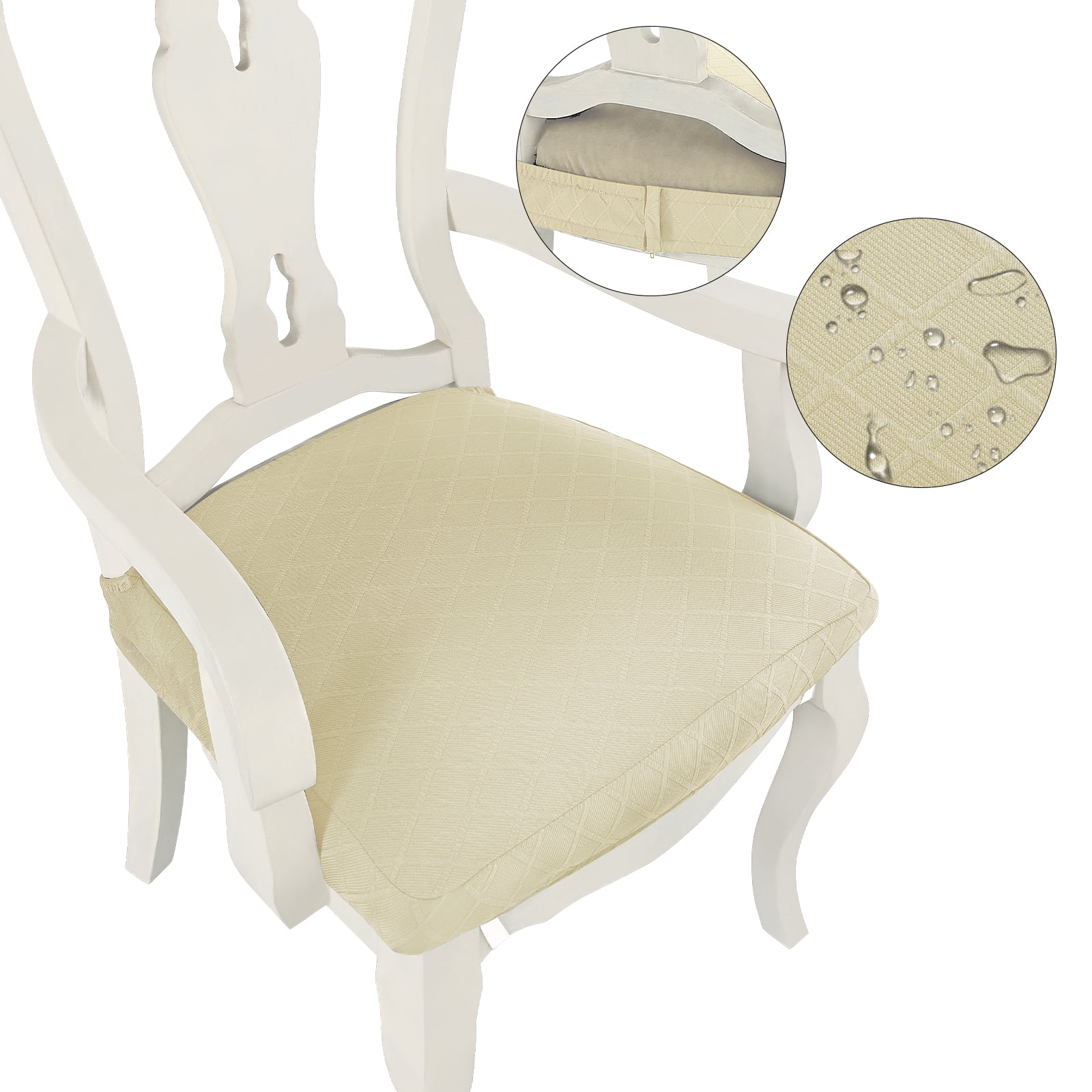 CZL Dining Chair Seat Covers with Zipper, Removable Elastic Jacquard