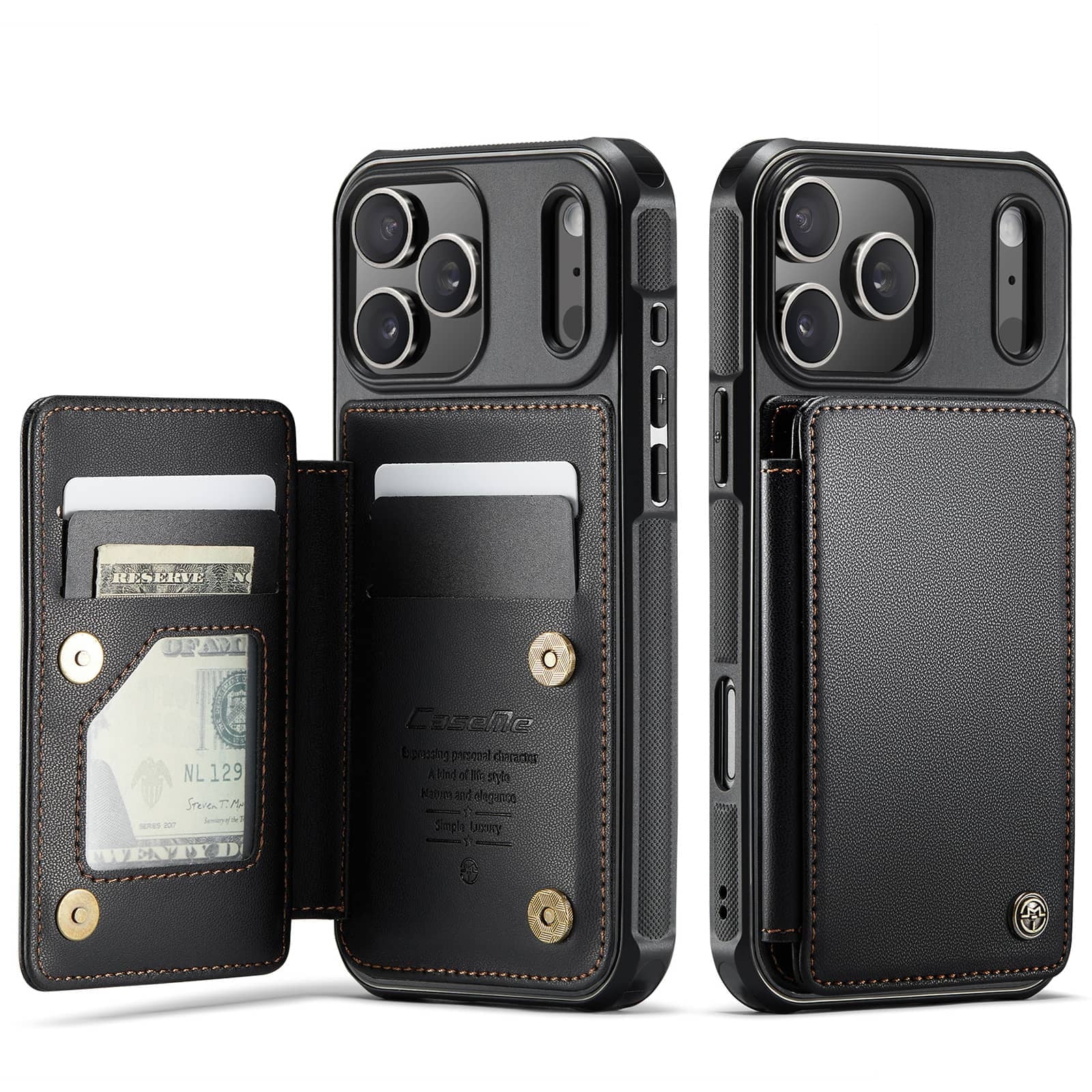 For iPhone 17 Pro Max Case with Card Holder, Wallet Case for Women Men with RFID Blocking, Durable Leather Kickstand Magnetic Clasp Shockproof for iPhone 17 Pro Max