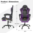 thumbnail image 3 of Gaming Chair with Headrest and Lumbar Support, Ergonomic High Back Office Chair, Racing Style Executive Computer Desk Chair, Leather Adjustable Swivel Task Chair for Home Office (Purple), 3 of 16