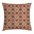 thumbnail image 1 of Moroccan Throw Pillow Cushion Cover, Artistic Patchwork Style Pattern with Old Fashioned Flowers Bohemian, Decorative Square Accent Pillow Case, 16 X 16 Inches, Maroon Coral Yellow, by Ambesonne, 1 of 2