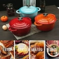thumbnail image 5 of Ruba Enameled Cast Iron Dutch Oven with Self Basting Lid; Enamel Coated Cookware Pot 3QT - Gradated Red, 5 of 6