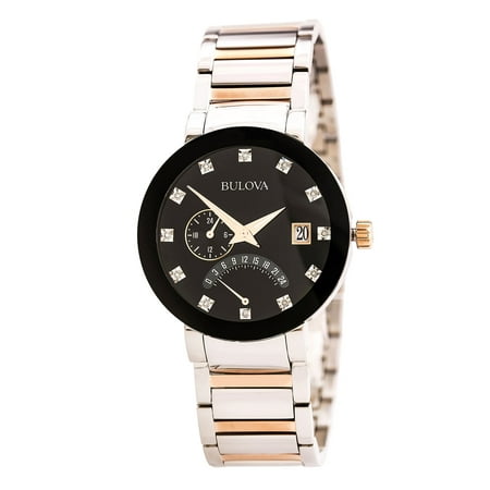 Bulova 98D129 Men's Diamonds Black Dial Two Tone Bracelet Watch