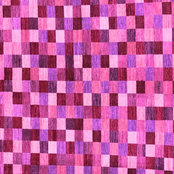 Ahgly Company Indoor Square Checkered Pink Modern Area Rugs, 6' Square