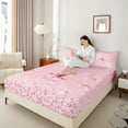 thumbnail image 4 of Castle Fairy Girls Monogrammed Letter 4pcs Bed Sheets,Sparkling Sequin Crystal King Sheets,Pink Bowknot Super Cozy Sheet Set,Super Cozy Room Decor, 4 of 7