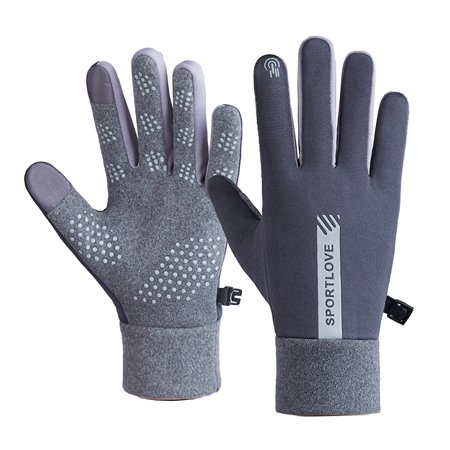 IYTR Gloves for Men Cold Weather Outdoor Solid Color Touchscreen Running Gloves Cold Weather Black Gloves Winter Warm Gloves Gray One Size