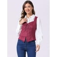 thumbnail image 3 of DARING DIVA Women's Faux Suede Vest Lace Up Party Sleeveless Jacket M Wine Red, 3 of 6