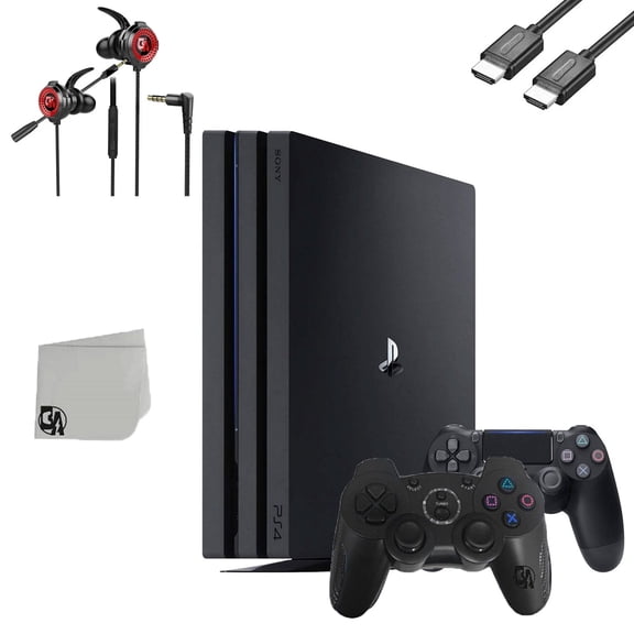Pre-Owned Sony PlayStation 4 Pro 1TB Black Gaming Console With 2 Controller   G11-A Earbuds With Microphone BOLT AXTION Bundle