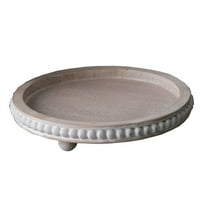 LAMIRO 12in Round Tray for Home Decor - Wood Beaded Tray- Decorative Round Tray for Living Room Decor,Coffee Table Decor,Kitchen Table Decor or Farmhouse Serving Tray