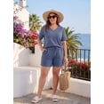 thumbnail image 6 of PINKSIR Short Sets for Women 2 Piece Outfits V Neck Short Sleeve Top and Shorts Lounge Set with Pockets, 6 of 10