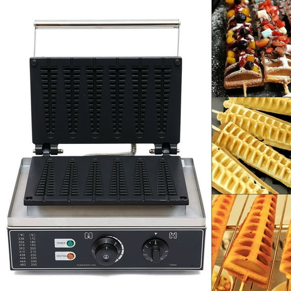 Miumaeov Commercial Electric 6pcs Stick Waffle Maker Machine Muffin Baking Machine Non-stick Time & Temp Control