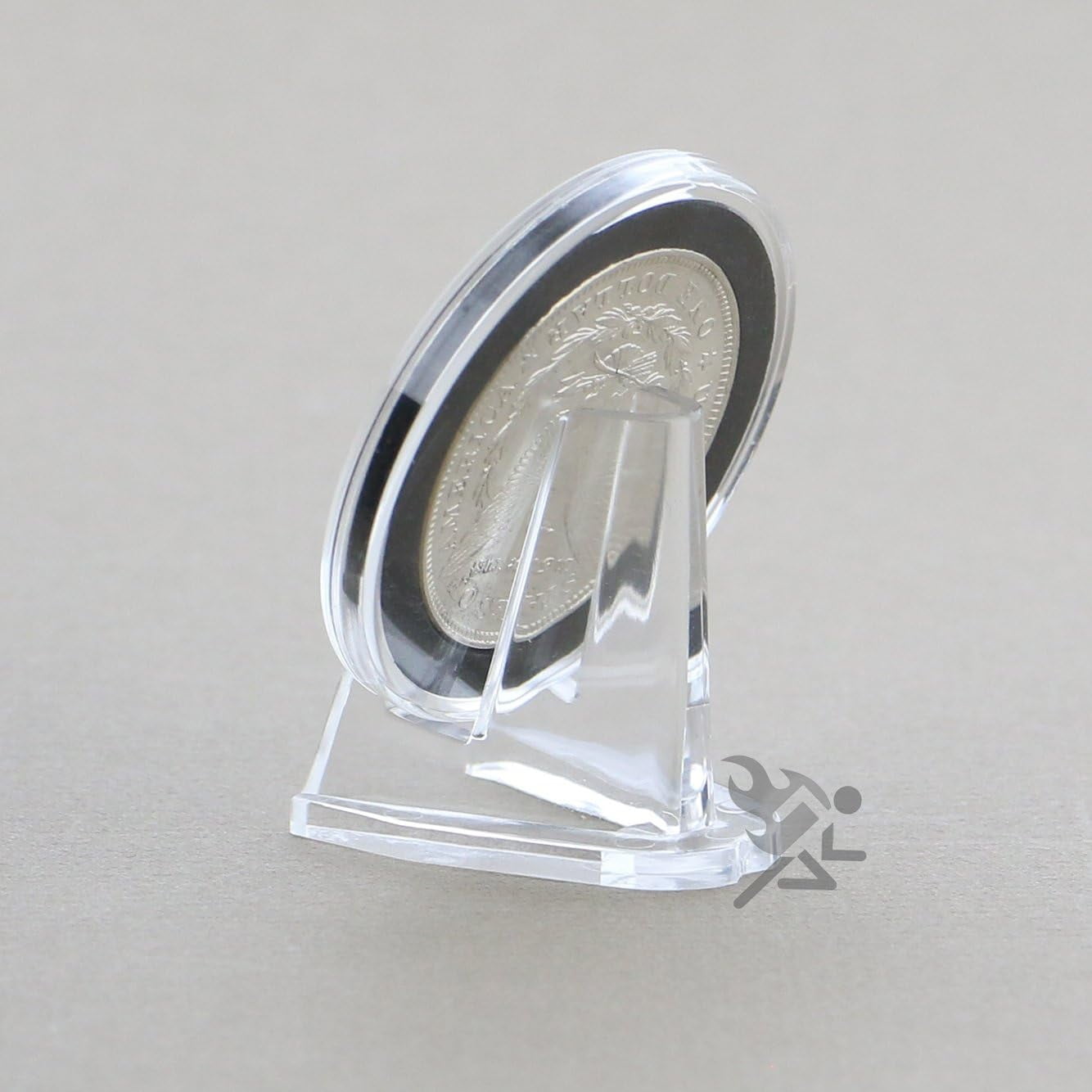 OnFireGuy 25pcs Coin Display Easels | 1.5' Small Clear Acrylic Easels for Cards & Badge