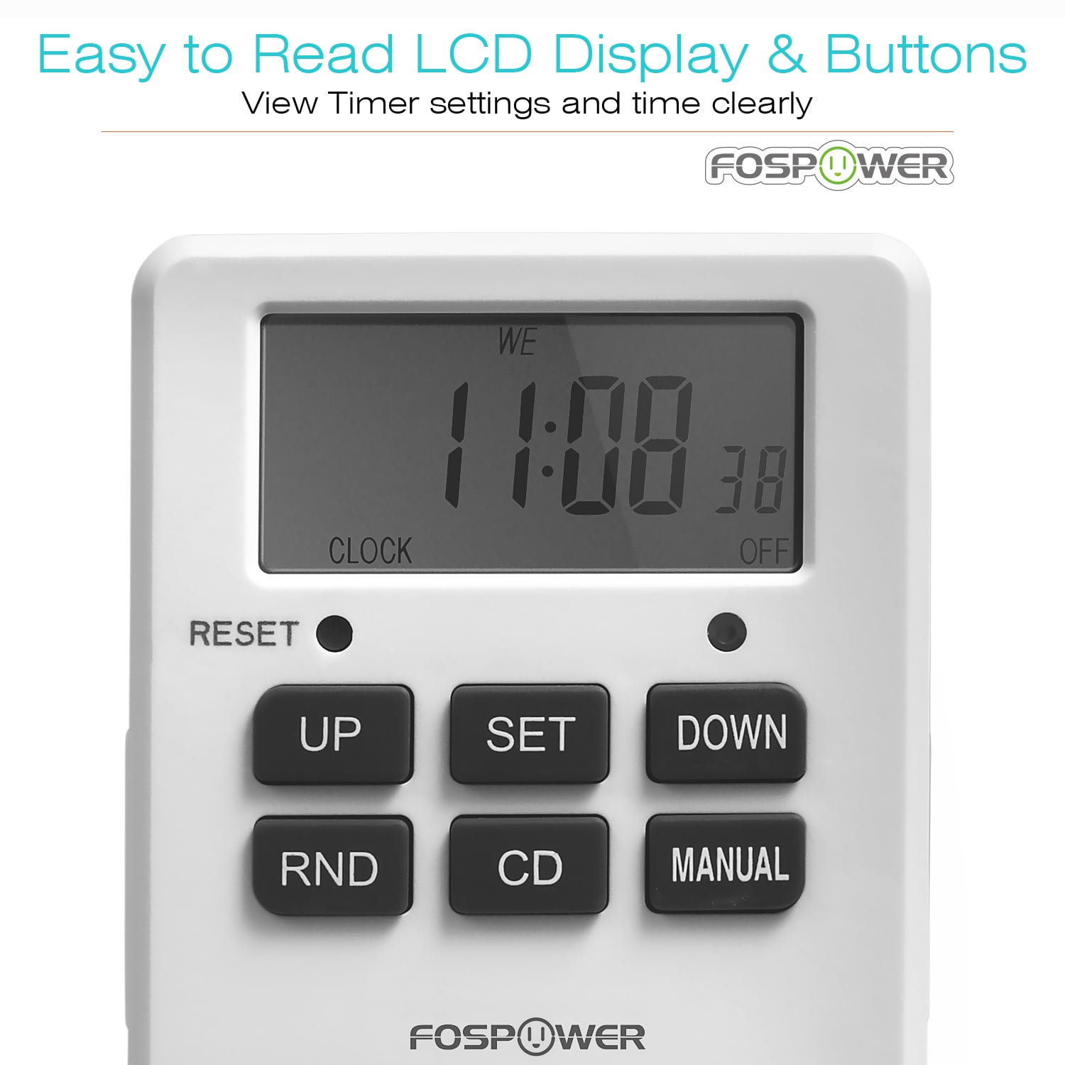 7 Day Digital LCD Electric Programmable Dual Outlet Plug In Clock Timer Switch