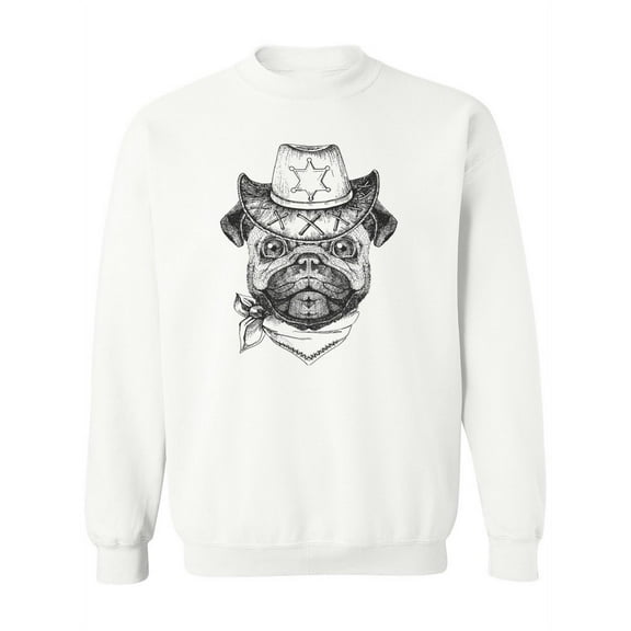 Hand Drawing Western Pug. Sweatshirt Women -Image by Shutterstock, Female x-Large