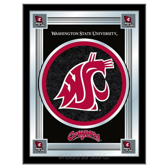 Holland Bar Stool MLogoWashSt Washington State 17 x 22 in. University Logo Mirror