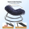 thumbnail image 3 of Dovov Outdoor Rocking Chairs Set of 2, Oversized Papasan Rocking Chairs with Cushion, Outdoor Recliner Rockers for Porch Patio Garden Backyard Lawn Deck Balcony Living Room Bedroom, Navy Blue, 3 of 11
