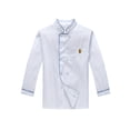 thumbnail image 2 of LEEYNEER Men‘s Chef Coat  Formal Long Sleeve Double Breasted Stand Collar Striped Coat For Kitchen Baking Chef Works In Restaurant, 2 of 3
