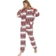 thumbnail image 2 of Pijamas de una pieza de franela para mujer con copo de nieve y cervatillo JanHm rojo, 2 of 3