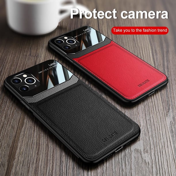 Pu Leather Case For Iphone 11 Pro Max Luxury Mirror Tempered Glass Phone Back Cover Red Walmart Com Walmart Com