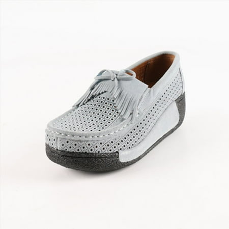 

Fashionable Summer Solid Color Women Soft Leather Shoes Comfortable Anti-Slip Casual Slip On Flats Mother Shoes