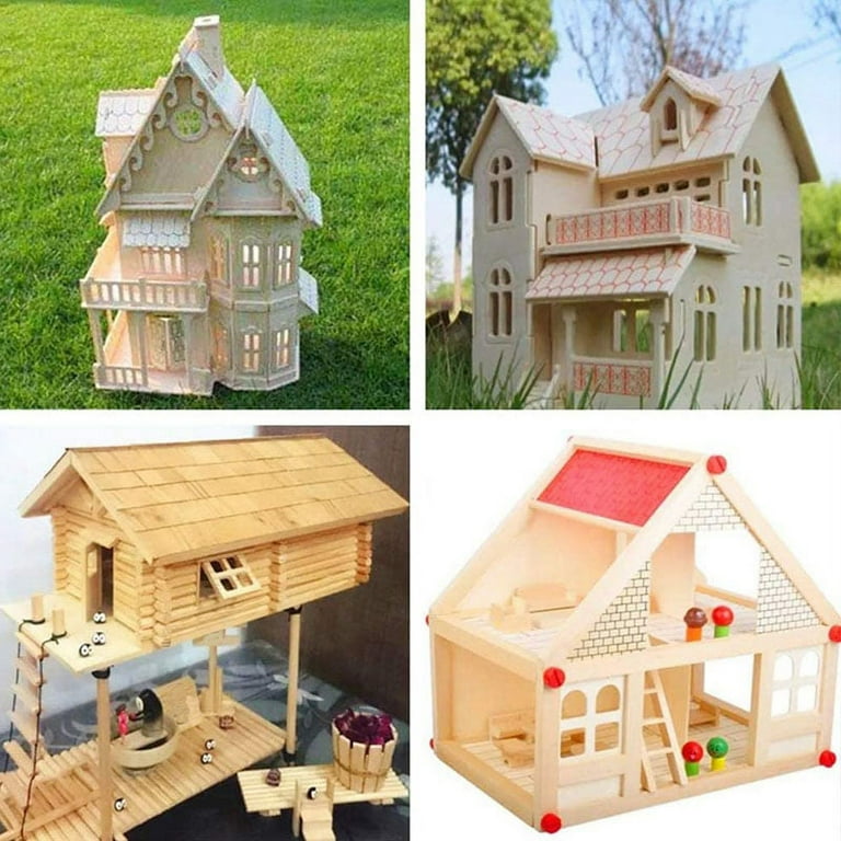 10Pcs House Wooden Crafts Plywood Sheets DIY Decro Wood Chips Balsa Toys  Carving Plate Universal for Kids Model Making