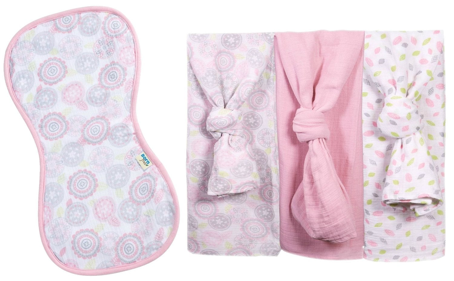 Hudson Baby Swaddle Blanket, Muslin 3pk, Pink Ikat