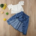 thumbnail image 3 of Franhais 3Pcs/Set Baby Girl Clothes Off Shoulder Lace Hollow Top + Short Pants + Bowknot Long Skirt, 3 of 8