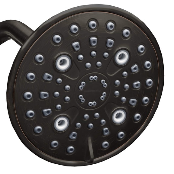 ShowerMaxx Elite 6 Inch Rain Shower Head 6 Spray Oil Rubbed Bronze High Pressure