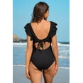 thumbnail image 7 of Attraco Maternity One Piece Swimsuit Ruffle Sleeve Bathing Suit Solid Pregnancy Swimwear, 7 of 7