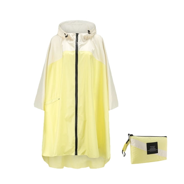 Injueey Mujeres Hombres Chubasquero Adultos Chubasquero Transpirable Poliéster Impermeable Impermeable Senderismo Viajes Capa impermeable plegable Paraguas de lluvia amarillo beis Injueey HA083063-14