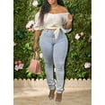 thumbnail image 5 of LovelyWholesale High Waist Bandage Design Stretchy Women's Jeans, 5 of 5