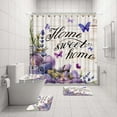 thumbnail image 3 of Farmhouse Shower Curtain Set Vintage Bathroom Accessories Shower Curtain and Rug Set 4Pcs Home Sweet Home Shower Curtain with Non-Slip Rugs Toilet Lid Cover Bath Mat Rustic Purple Bathroom Decorations, 3 of 9