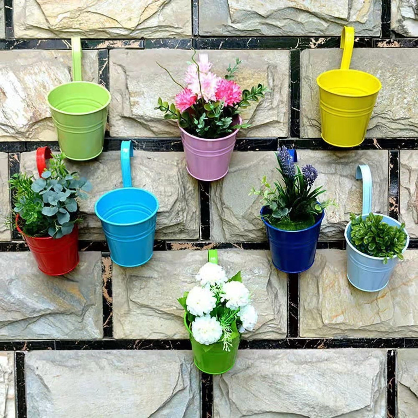 M Buder 10Pcs Hanging Flower Pots Iron Decorative Detachable Garden Planters with Drainage Holes for Indoor Outdoor Use (3.94 inches / 10 cm)