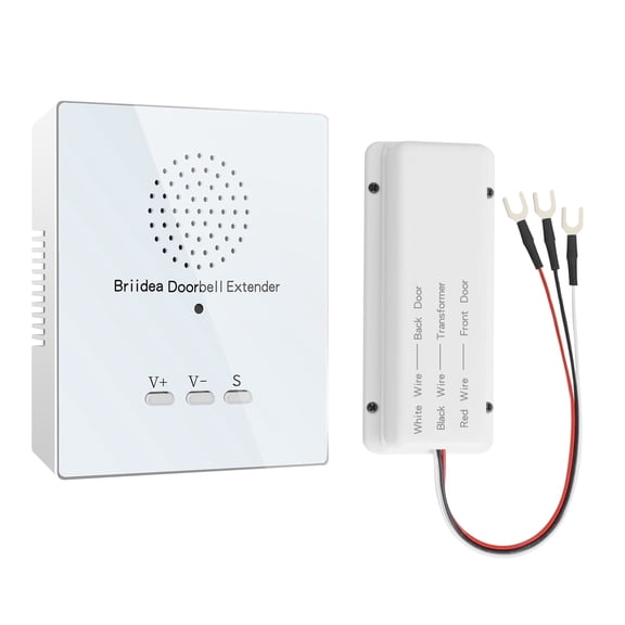 Doorbell Extender, Briidea Doorbell Extender for Wired Doorbell, Converts Your Existing Wired Doorbell into Wireless Door Bell, 21 Melody to Choose, 500' Range 105dB for Garage Basement