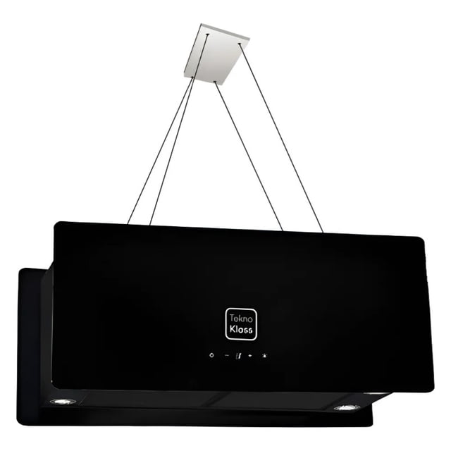 Campana Isla Teknoklass Augusta 90cm Cristal Templado Negro Color Cristal Negro