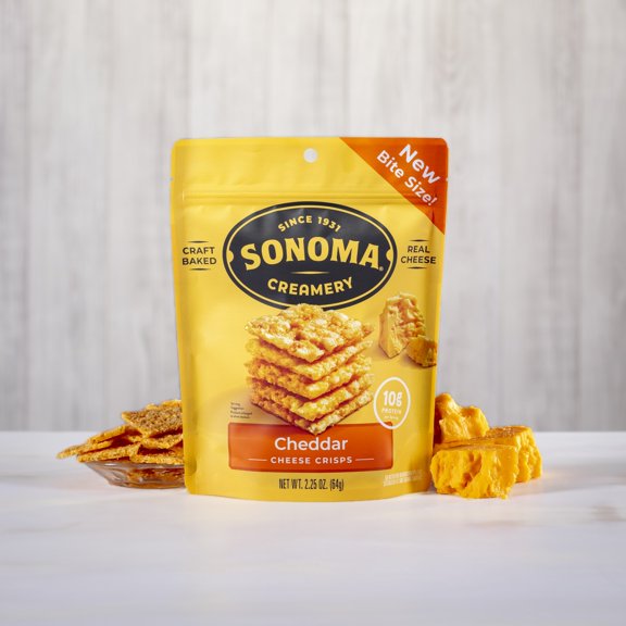 Sonoma Creamery - Cheese Crisps, Cheddar, 2.25 Oz (12 Count) | Savory Snack | High Protein | Low Carb | Gluten Free | Keto-Friendly