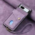 thumbnail image 2 of Wallet Case for Google Pixel 7A, Retro Premium Leather Credit Card Holder RFID Blocking Case with Wrist Strap Stand Magnetic Clasp Flip Anti-Scratch Cover for Google Pixel 7A, Purple, 2 of 7