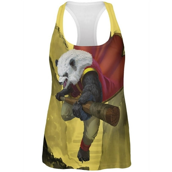 Panda Warrior All Over Womens Racerback Tank Top - 2X-Large
