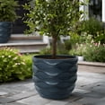 thumbnail image 3 of LuxenHome 17.4-Inch Round Waves MgO Planter, Black, 3 of 8