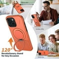 thumbnail image 6 of For iPhone 12 Ultra Slim Hybrid TPU+PC Protective Cover with Metal Rotation Holder , Compatible MagSafe, Military Grade Shockproof Phone Case Cover,Orange,For iPhone 12, 6 of 7